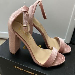 NEW Lulu’s Mauve Velvet Ankle Strap Heels